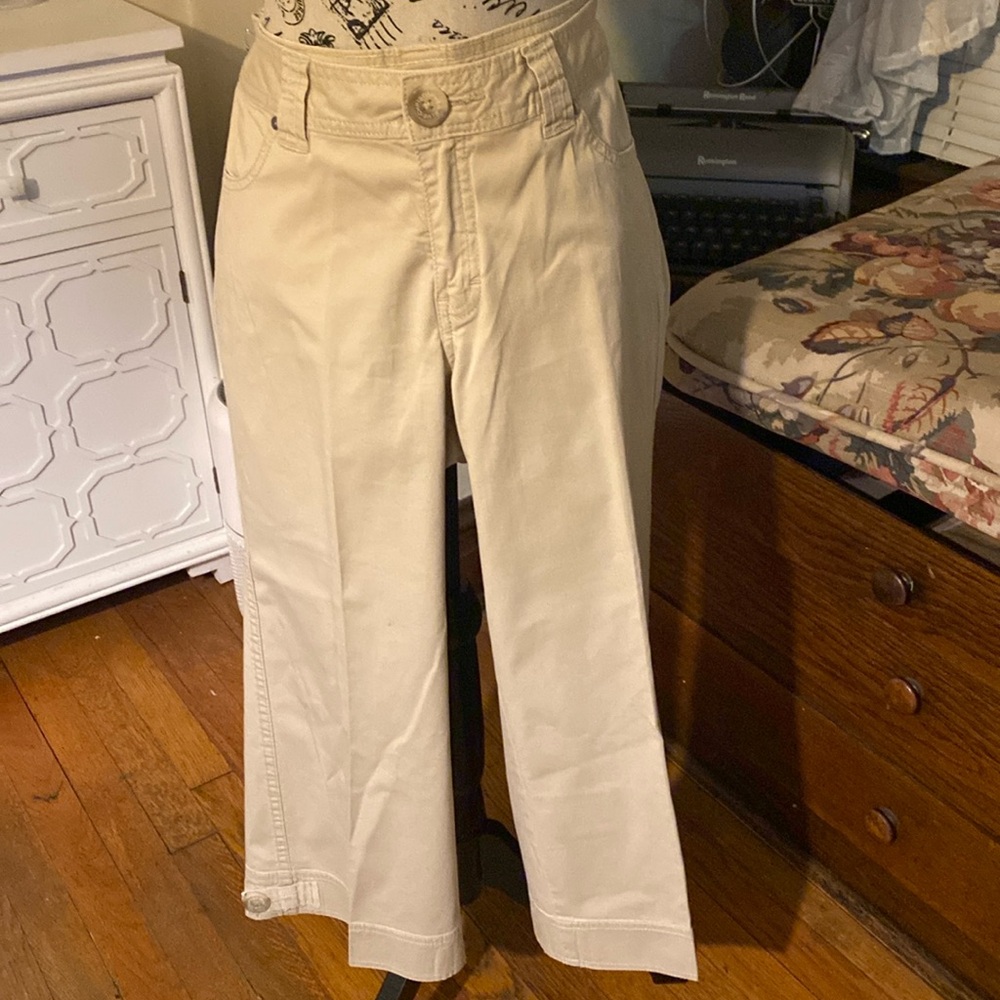 Christopher Blue soft beige CroppedCapri Wide Leg Pants Trousers Women's Size 10